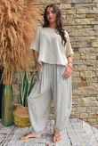 Kiti Paisley Damask 7/8 Barrel Leg Pant Mocha